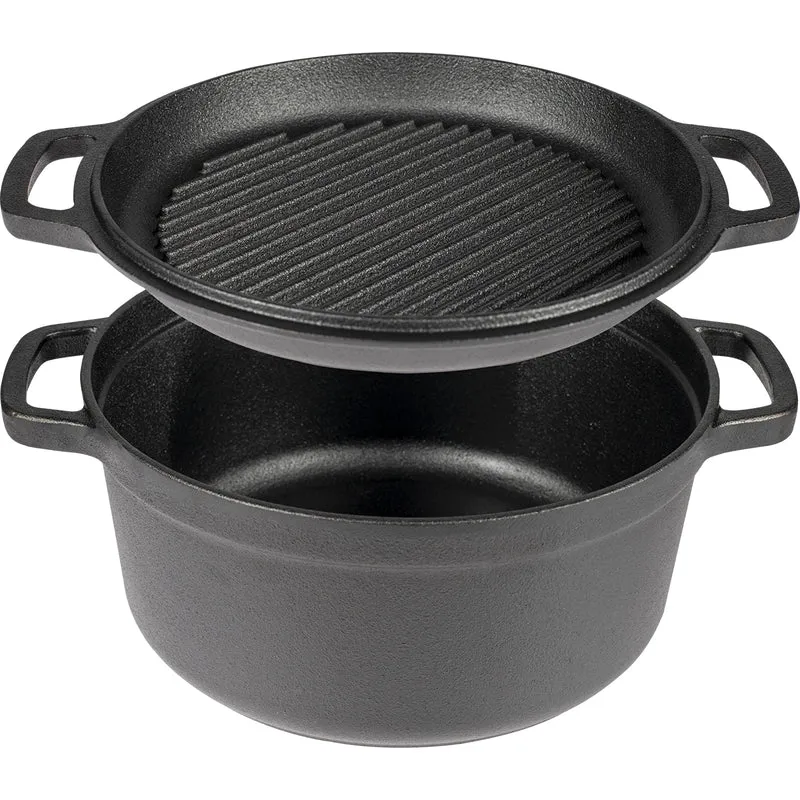 Browin Gusseisentopf mit Pfanne 5 L + 1 L