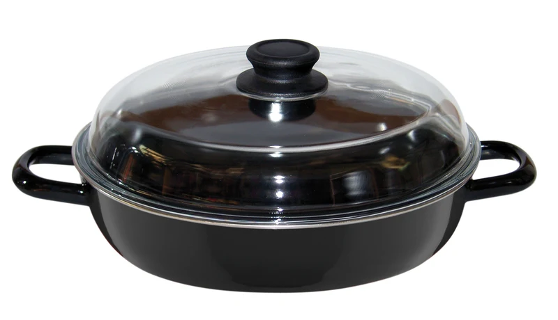 Riess CLASSIC Schwarzemaille Schmorpfanne mit Deckel