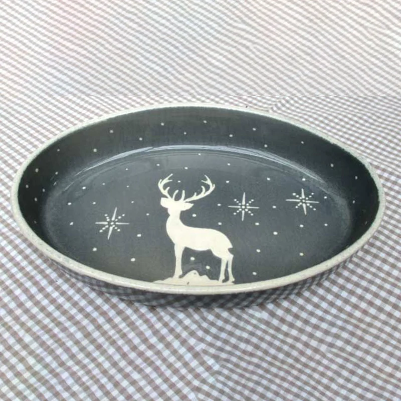 Auflaufform oval 24 cm Grau/Weiß