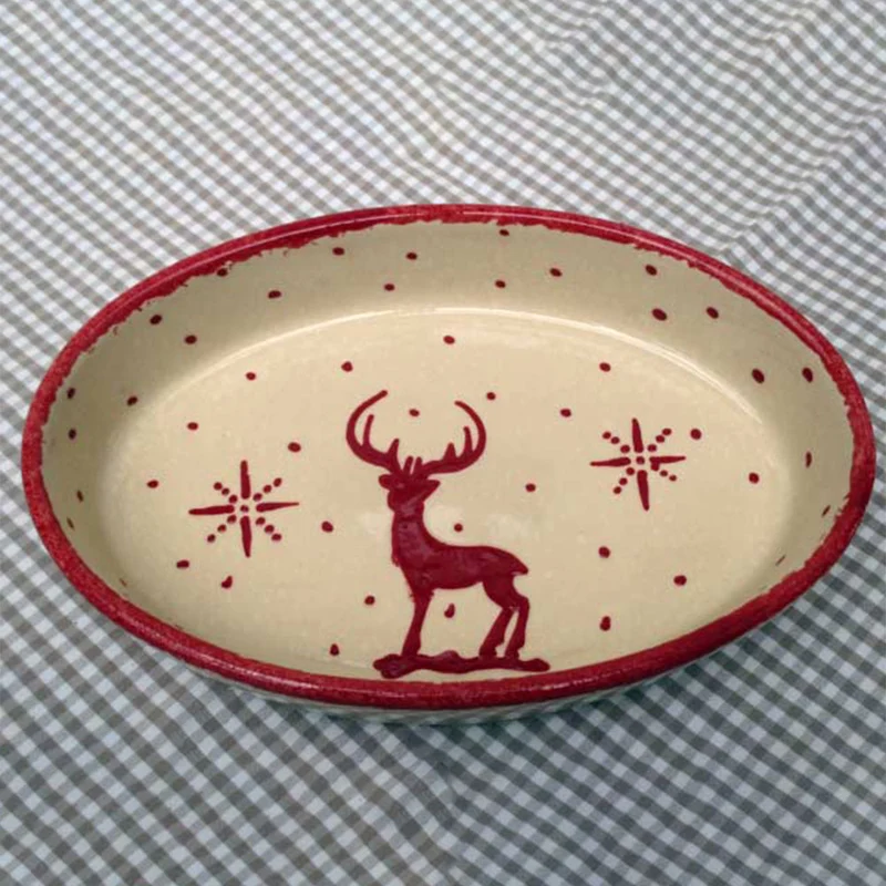 Auflaufform oval 24 cm Beige/Rot