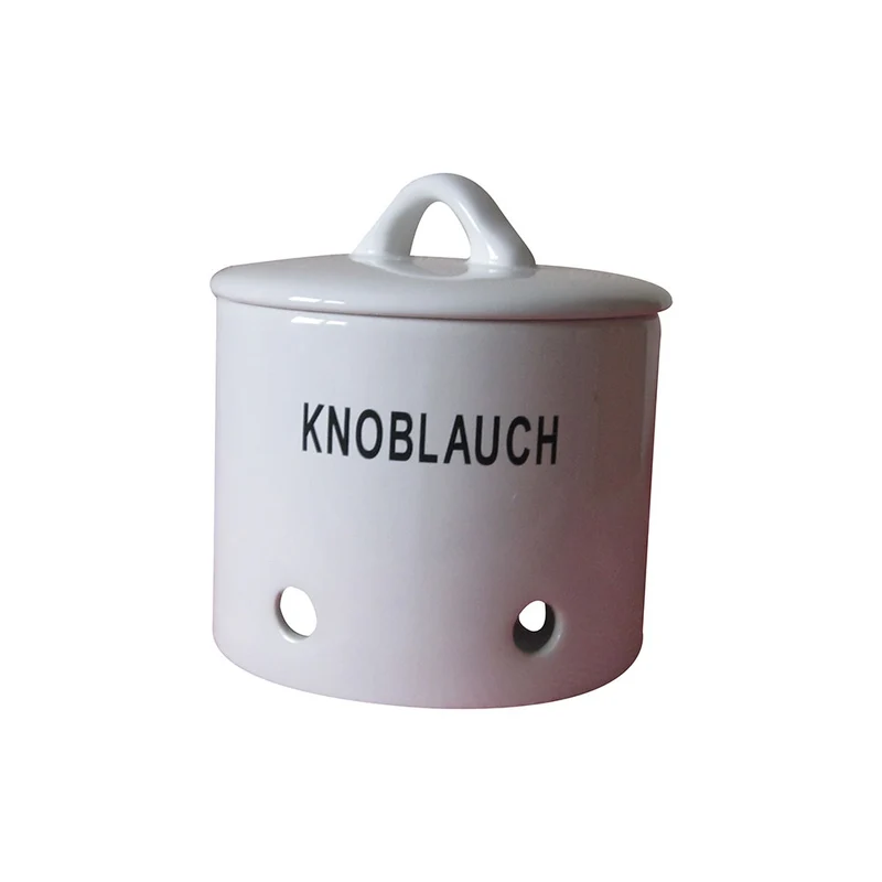 Knoblauchtopf weiß mit Schriftzug Knoblauch Ø 10 cm