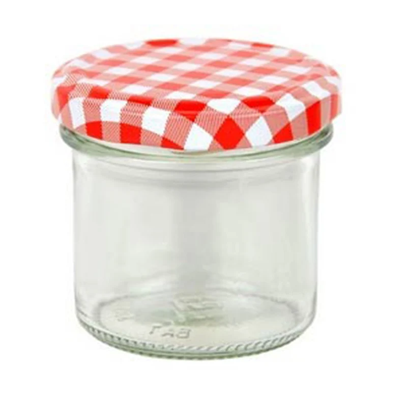 Sturzglas mit rot-kariertem Schraubdeckel