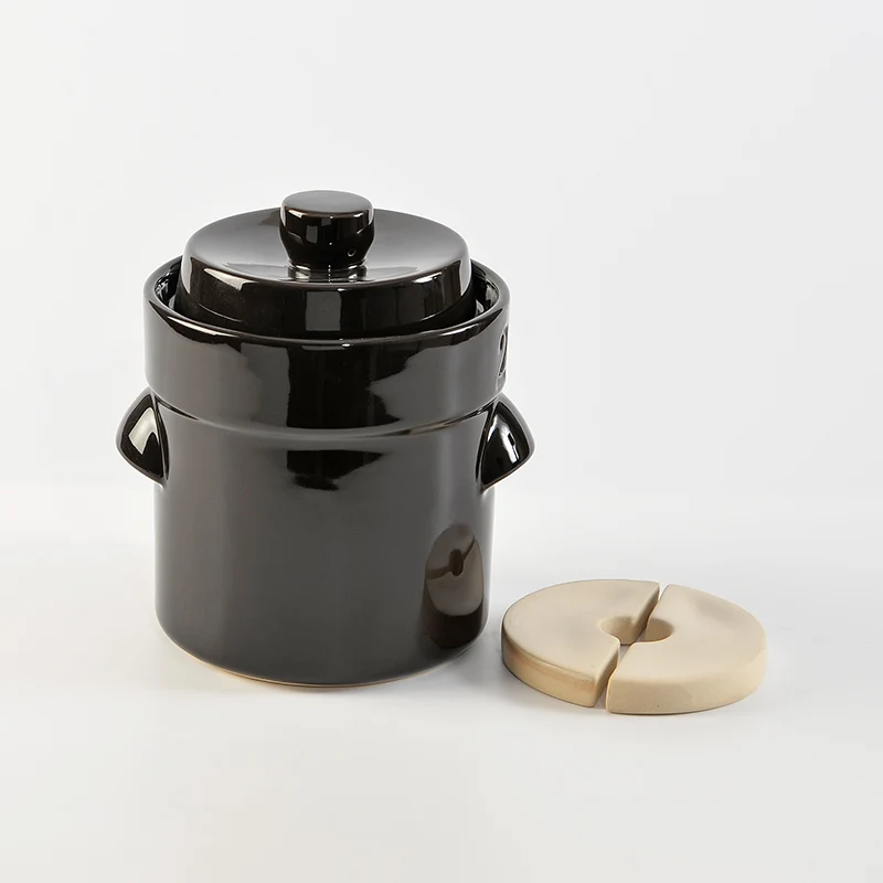 Mini-Gärtopf mit Deckel und Beschwerungssteinen - gerade Form