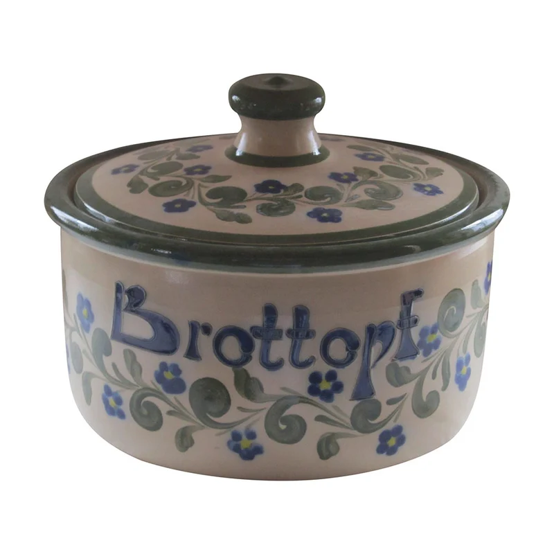 Brottopf "Flora" rund - Töpferware-Salzglasur