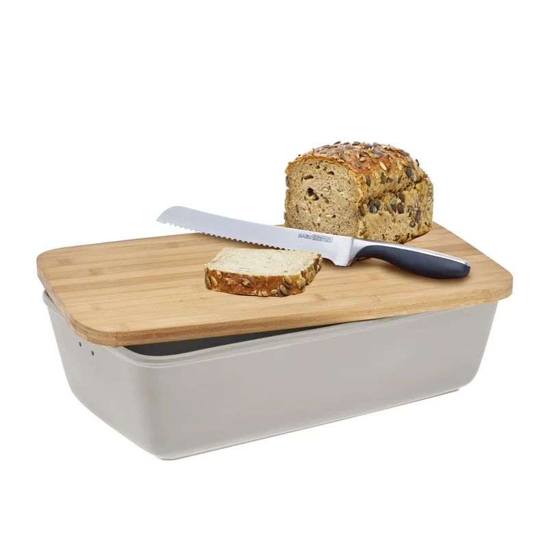 Magu Keramik-Brotkasten mit Holzdeckel