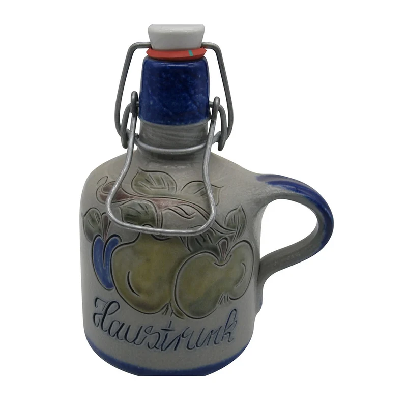 Schnapsflasche - Salzglasur Grau-Blau
