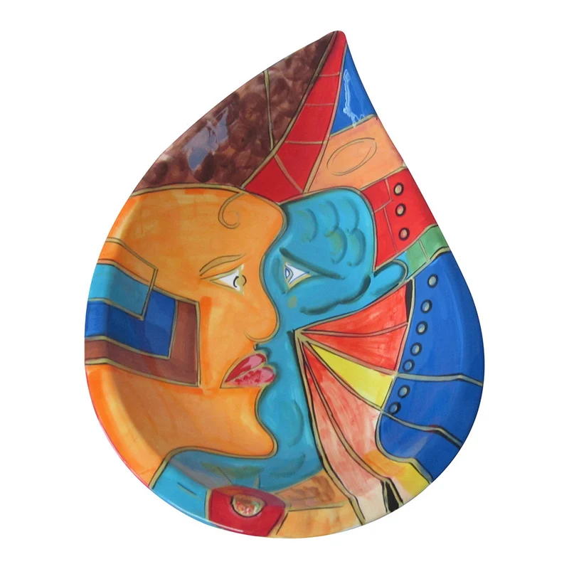 Hundertwasser Keramikserie - Schale Tropfenform 41 cm