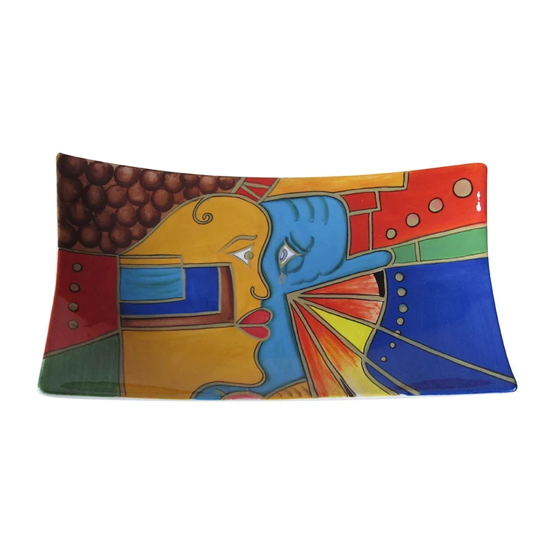 Hundertwasser Keramikserie - Schale rechteckig 37 cm