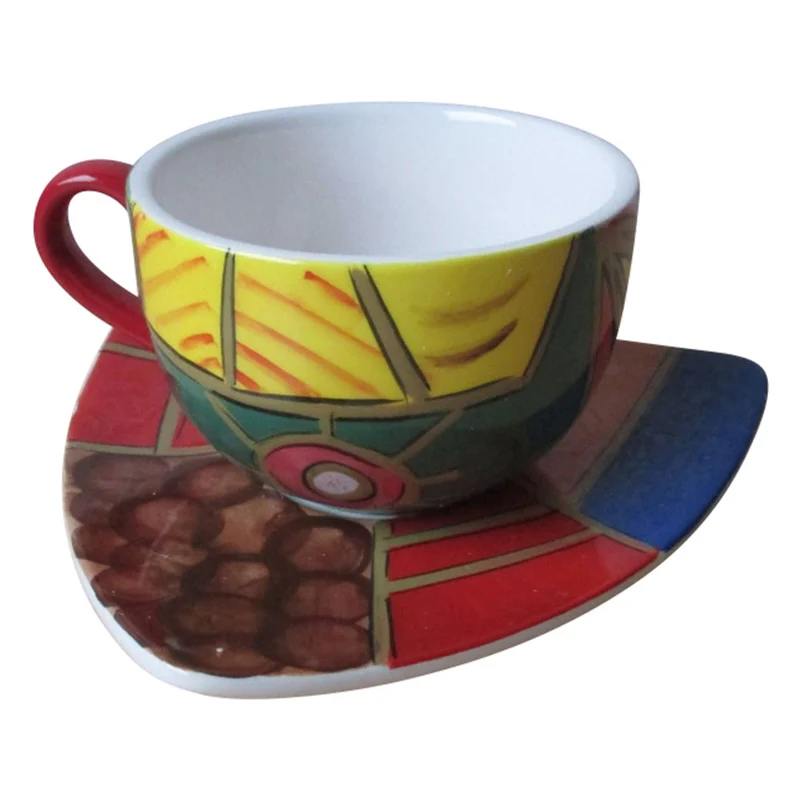 Hundertwasser Keramikserie - Tasse + Unterteller