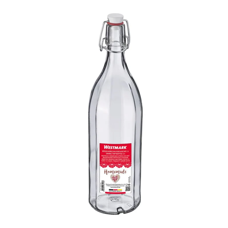 Bügelverschlussflasche mehrkant, 1 Liter