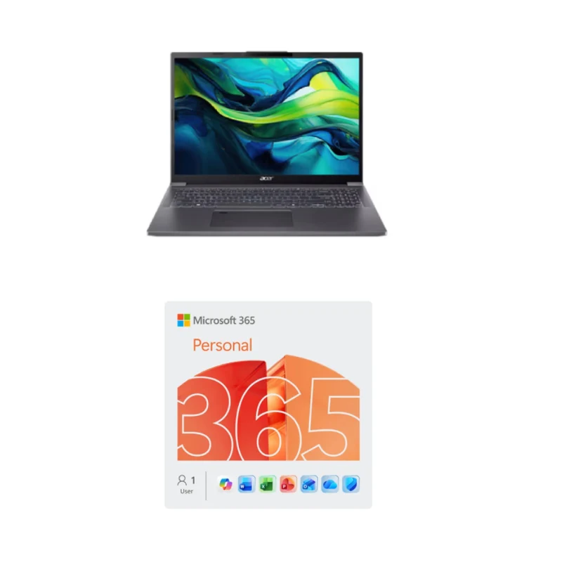 Bundle: Acer Aspire 16" Touchscreen Laptop - Intel Core Ultra 5 115U with 16GB Memory and 512GB SSD + Microsoft 365 Personal 1 Year Subscription