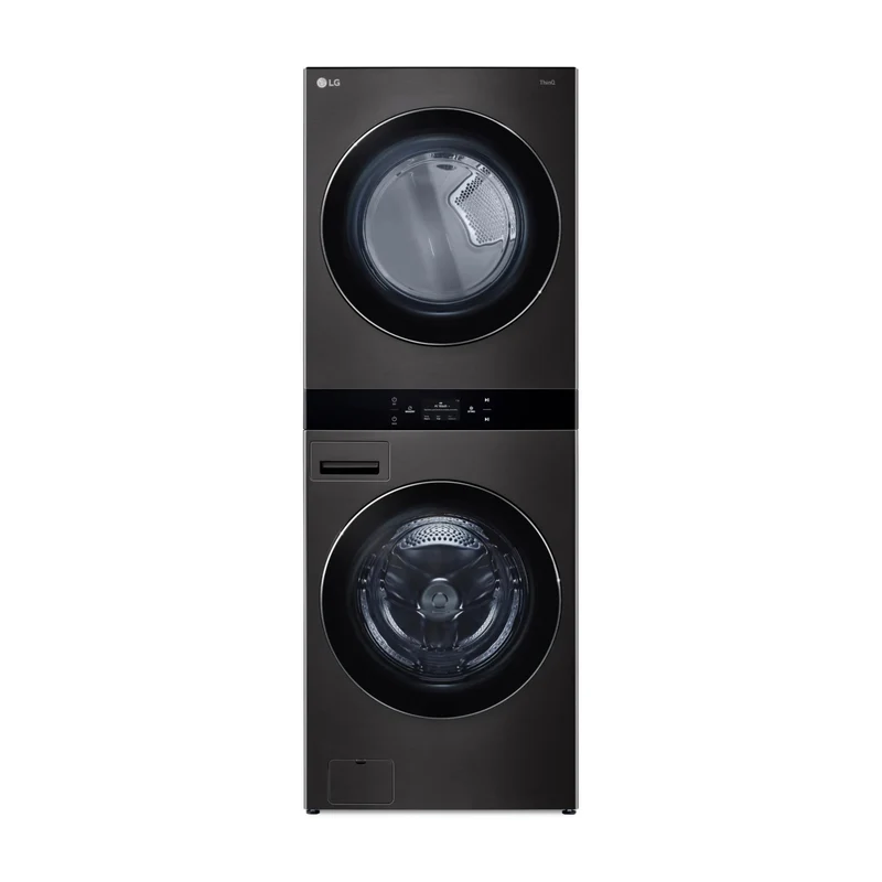 LG Single Unit Front Load 5.0 cu. ft. Washer and 7.4 cu. ft. Electric Dryer with Center Control - Black