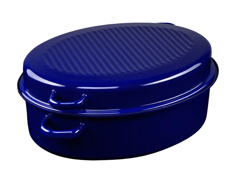 Gänsebräter oval mit Deckel 42cm 9l. kobaltblau