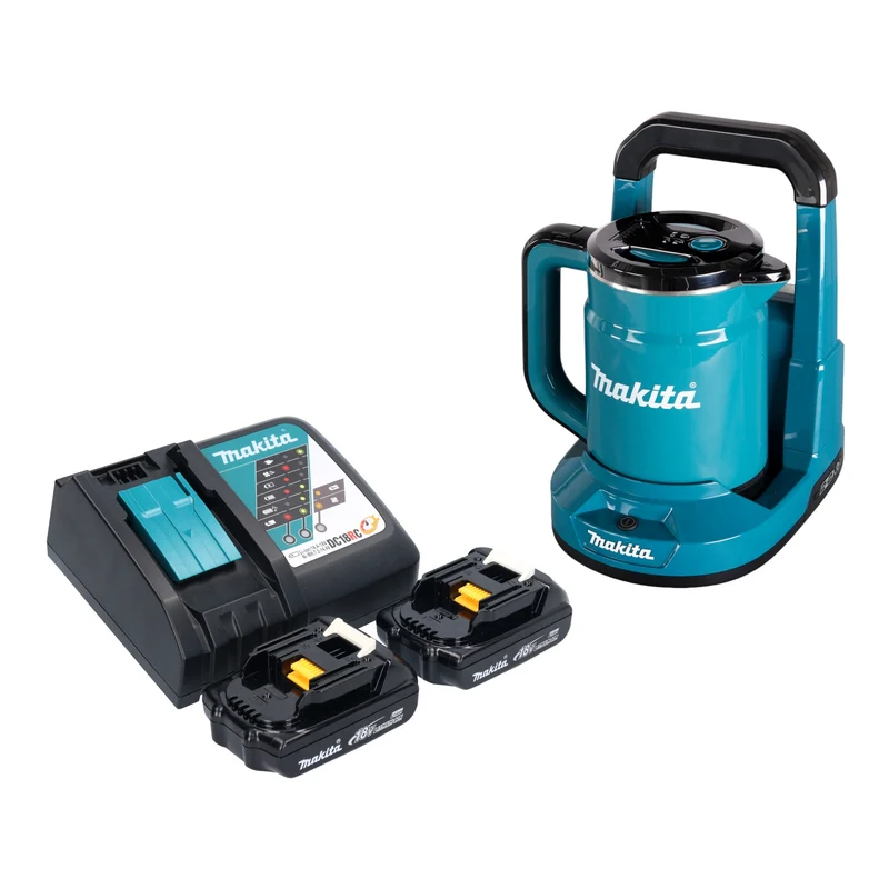 Makita DKT 360 RY2 Akku Wasserkocher 36 V ( 2x 18 V ) 0,8 L + 2x Akku 1,5 Ah + Ladegerät