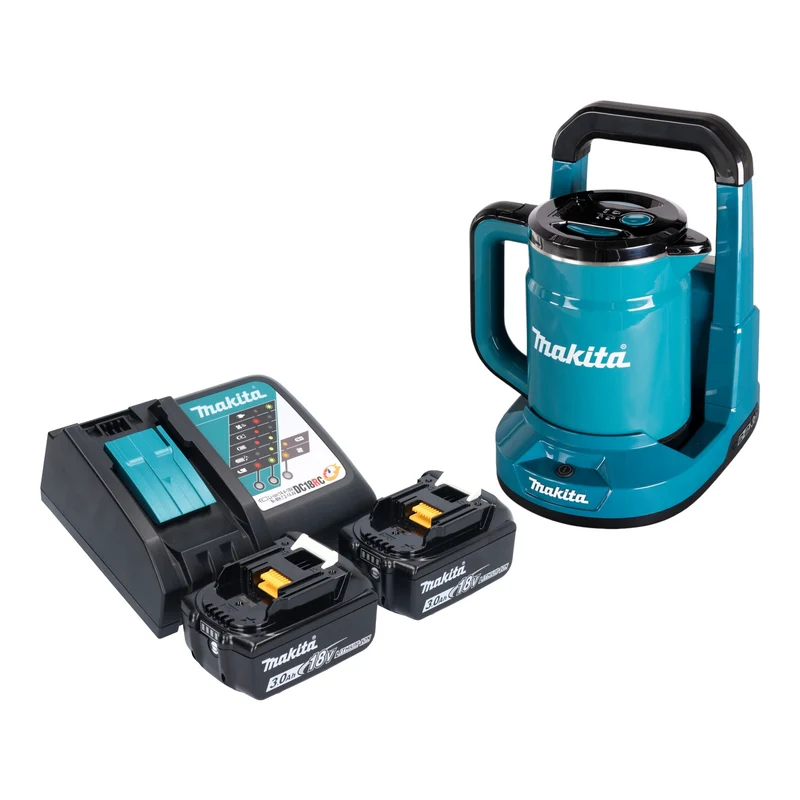 Makita DKT 360 RF2 Akku Wasserkocher 36 V ( 2x 18 V ) 0,8 L + 2x Akku 3,0 Ah + Ladegerät