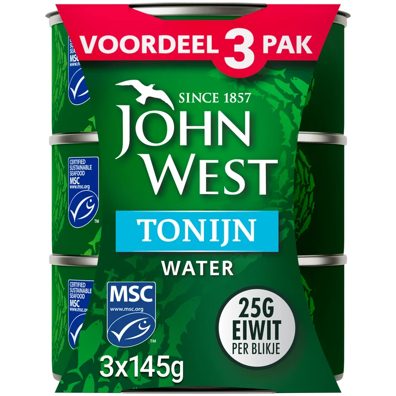 John West Tonijnstukken in water MSC 3pack