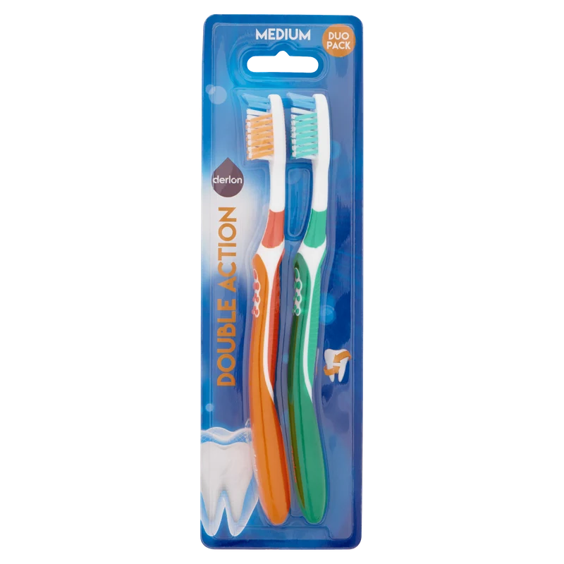 Derlon Tandenborstel medium duo pack