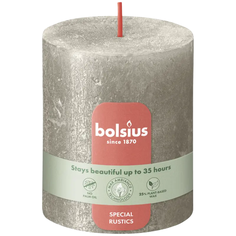 Bolsius Rustieke kaars shimmer champagne 8cm