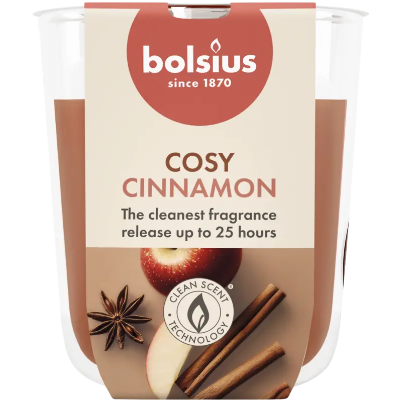 Bolsius True scents geurglasapple cinnamon 8cm