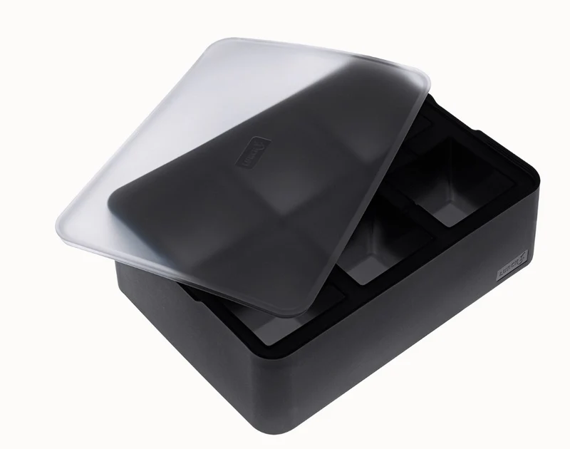 ICE FORMER Würfel 5cm schwarz transparent Eiswürfelform mit Deckel