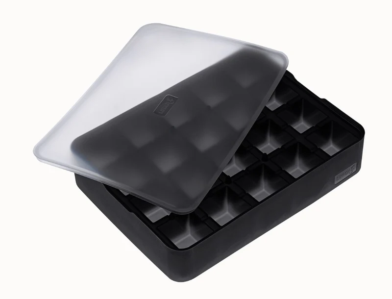 ICE FORMER Würfel 3cm schwarz transparent Eiswürfelform mit Deckel
