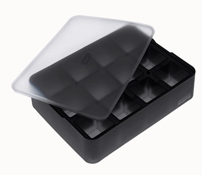 Eiswürfelform mit Deckel 4x4cm schwarz transparent
