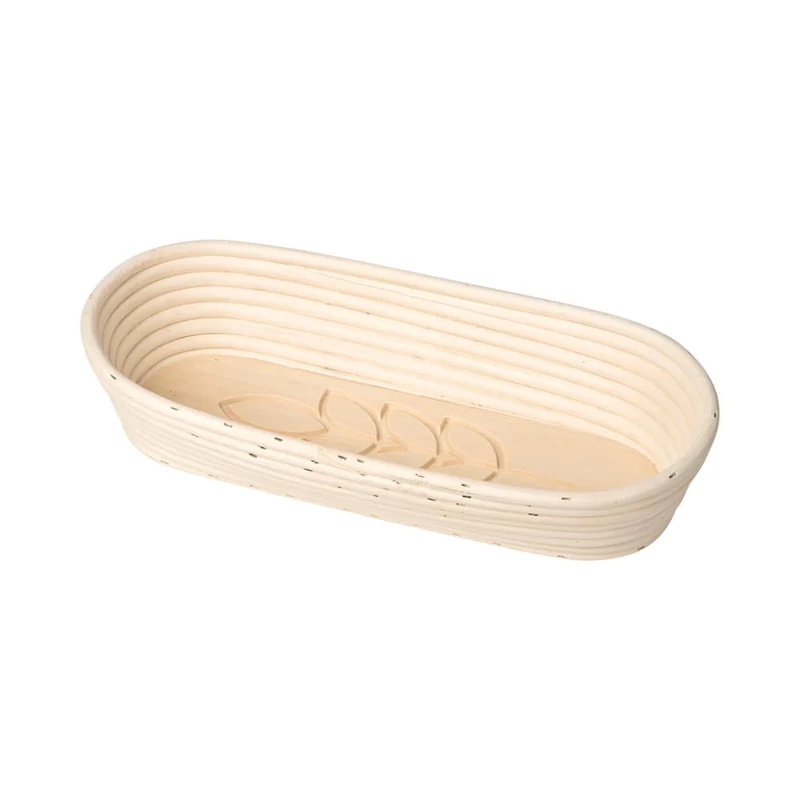 Gärkörbchen oval Peddigrohr natur 37 x 16cm mit Holzboden "Ähre" für ca. 1.000g.