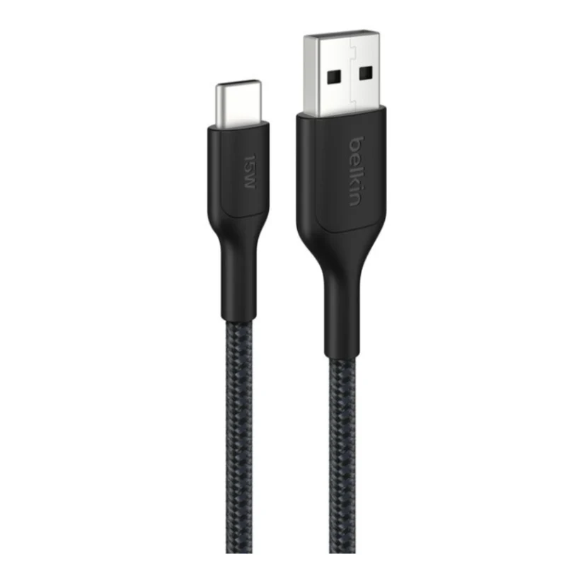 Belkin BoostCharge Pro 15W USB-A to USB-C Braided Cable - Black