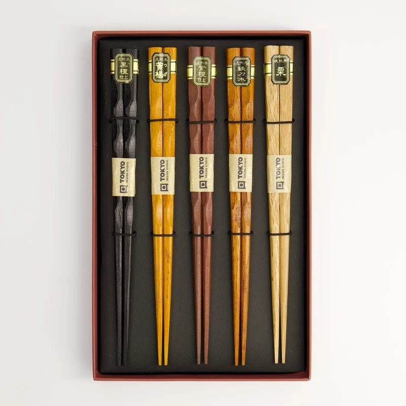5 Essstäbchen Geschenkset, Wood Koi