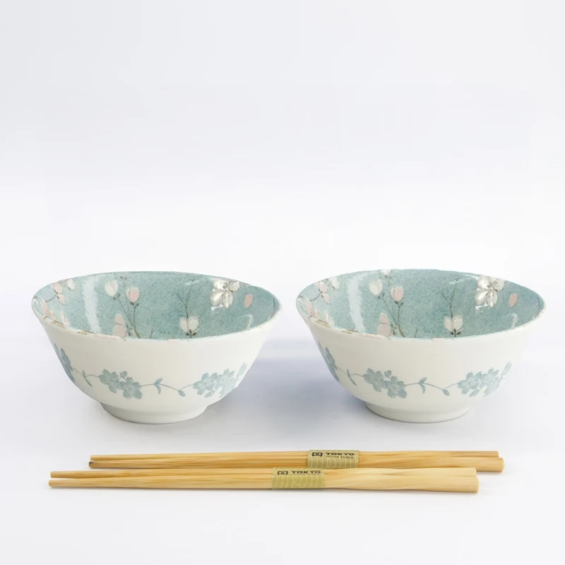 Tayo Schale Geschenkset mit Essstäbchen, Fujisakura, 2-tlg., Grün, Ø 15,5x7cm 500ml