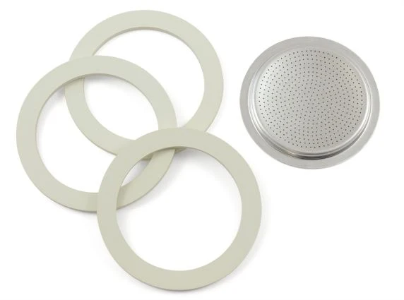 Bialetti 3 Dichtungen + 1 Filter für 2T Aluminiumkocher