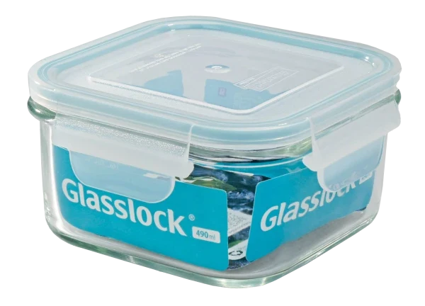 Vorratsdose Glas quadratisch mit Deckel Micowave 490ml