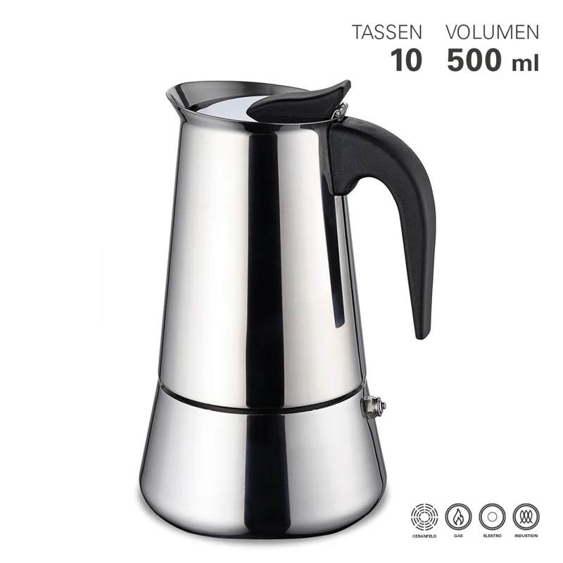 Espressokocher Edelstahl Induktion 10 Tassen