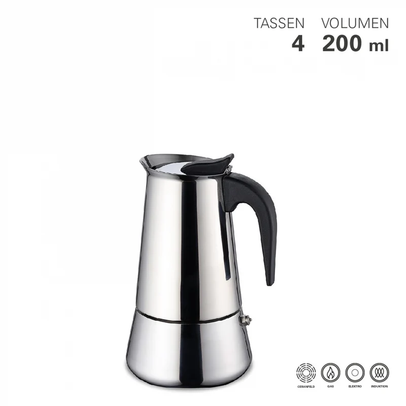 Espressokocher Edelstahl Induktion 4 Tassen