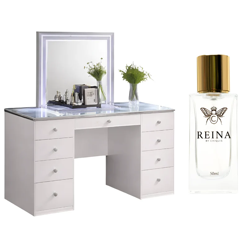 Bundle: Holm LED Vanity Set by Furniture of America + Reina by Chiquis Women's 1.7oz Eau De Parfum