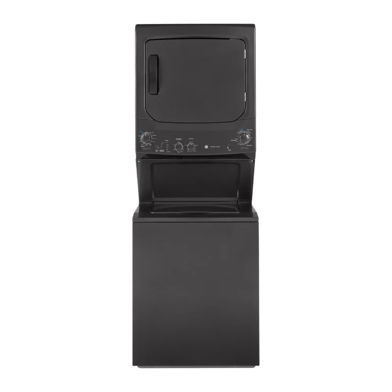 GE GUD27GSPMDG Laundry Center with 3.8 cu. ft. Washer and 5.9 cu. ft. Gas Dryer - Black