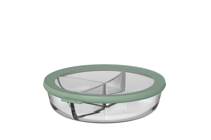 Glas-Bento Bowl 3-Fächer rund