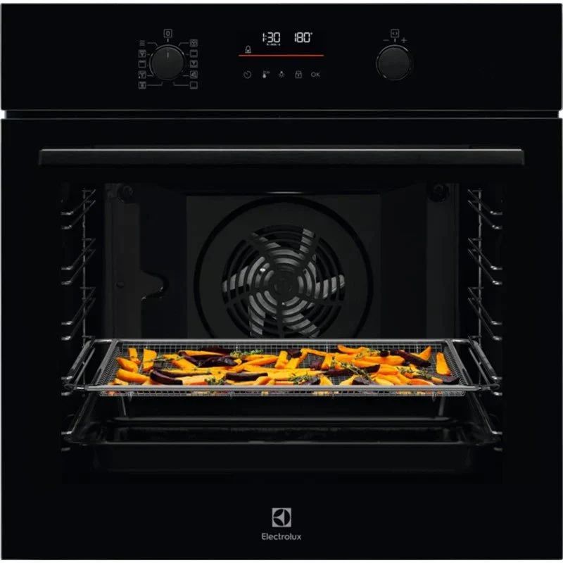 Electrolux 72L Black Pyrolytic Multifunction Oven with Air Fry - EOM6P46K