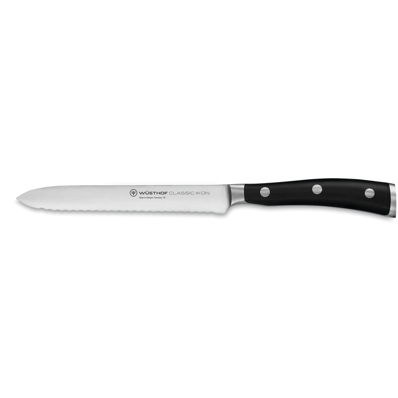 Aufschnittmesser mit Wellenschliff 14cm Classic Ikon schwarz