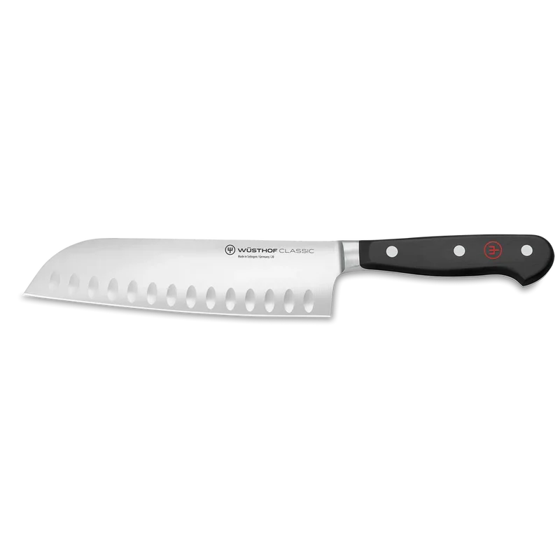 Santokumesser mit Kullenschliff 17cm Classic schwarz