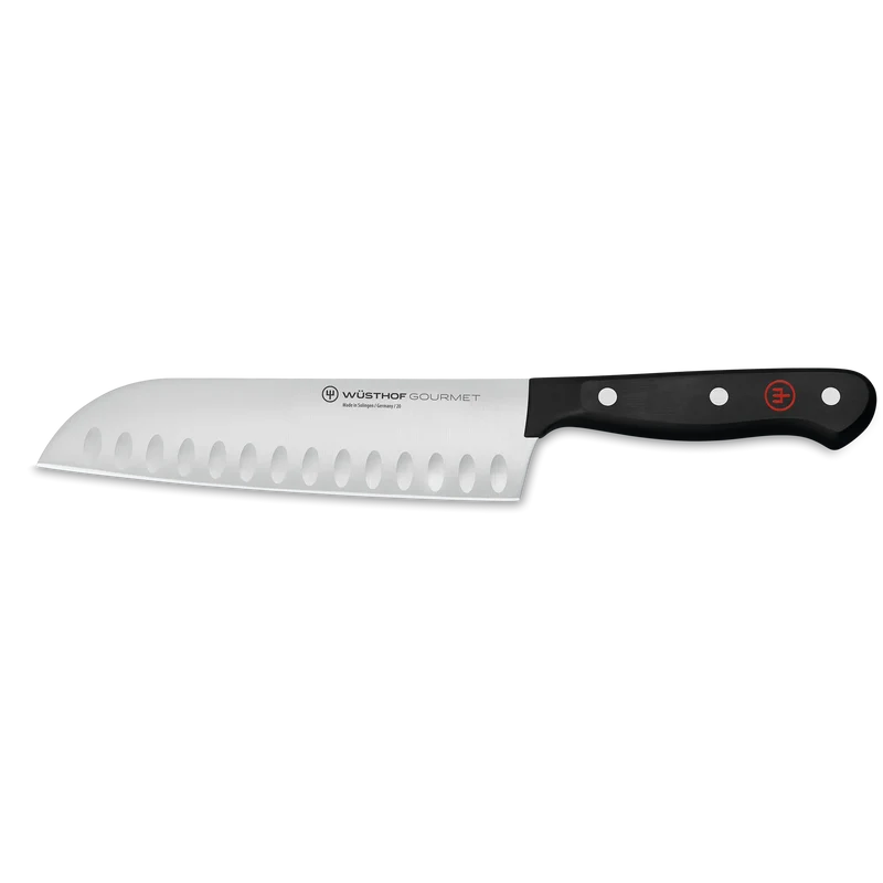 Santokumesser mit Kullenschliff 17cm Gourmet schwarz