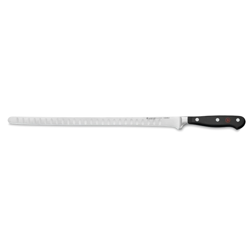 Lachsmesser mit Kullenschliff 32cm Classic schwarz