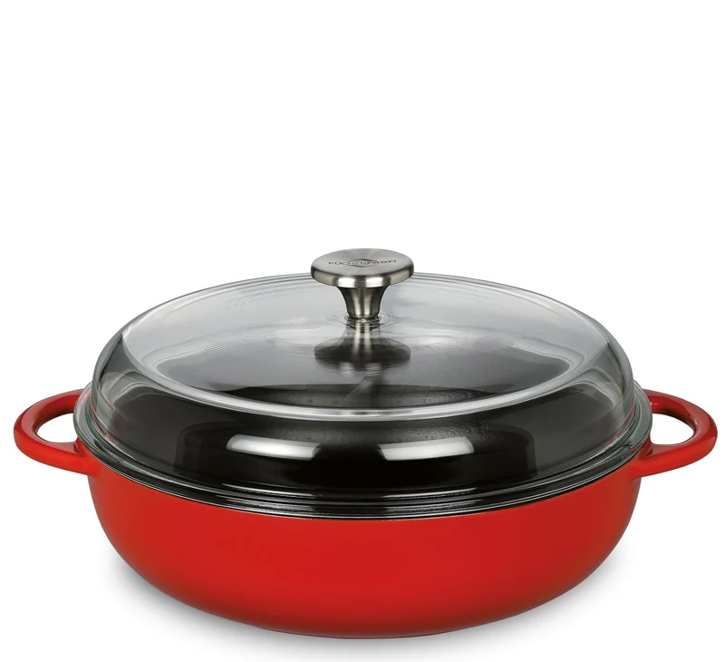 Bauernpfanne mit Glasdeckel 28cm classic red Provence