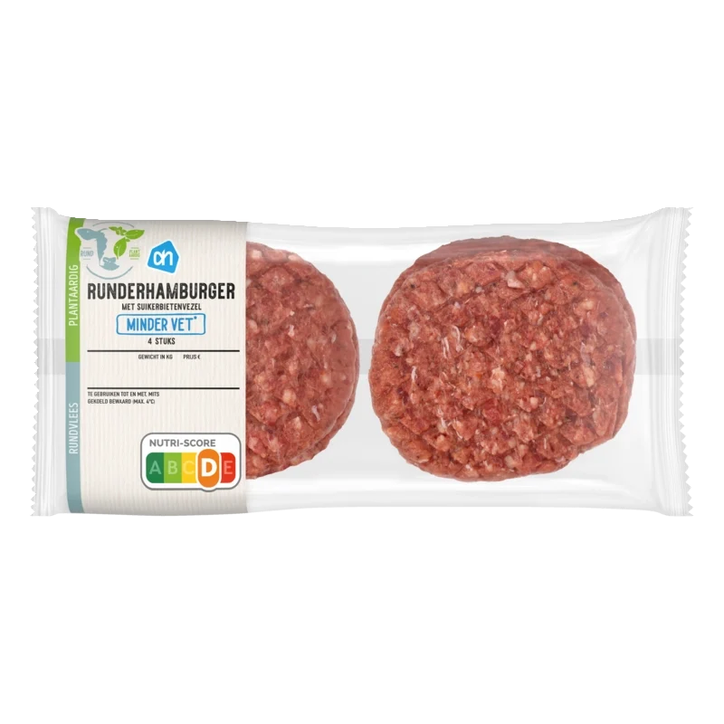 Runderhamburger minder vet 4 stuks