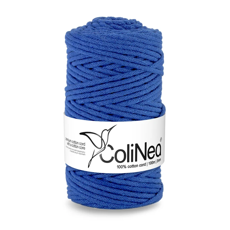 ColiNea, Baumwollkordel mit Baumwollkern, geflochten, 3mm, 100m, dunkelblau