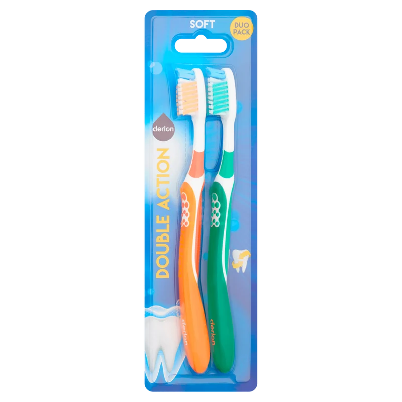 Derlon Tandenborstel double action soft 2-pak