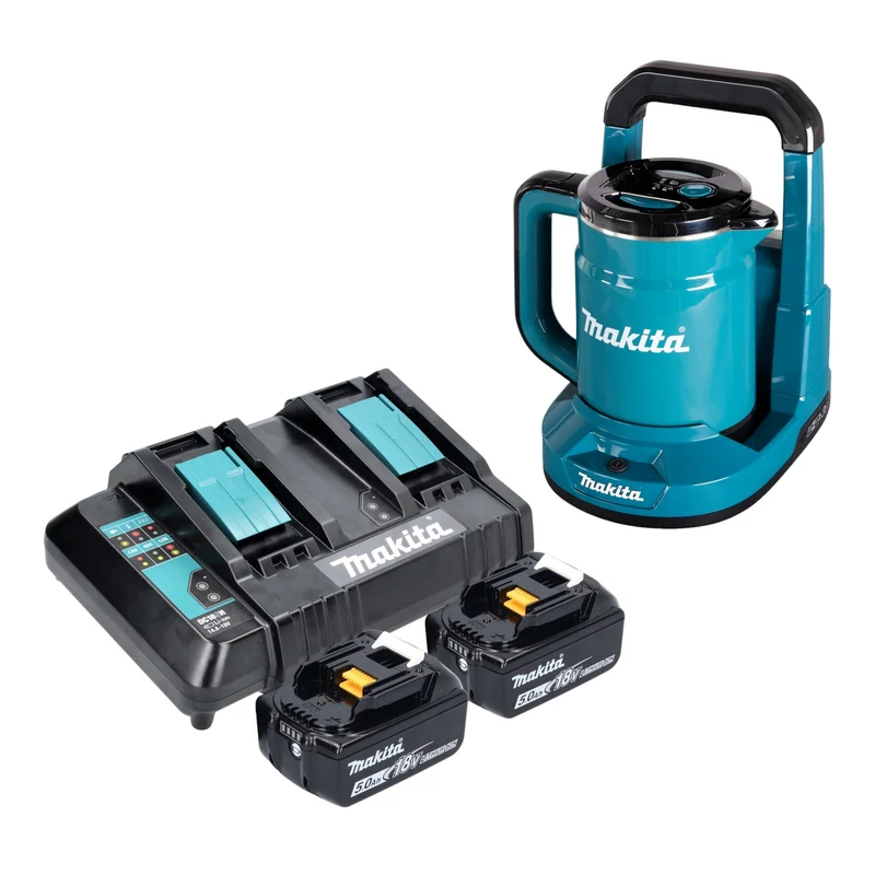 Makita DKT 360 CT2 Akku Wasserkocher 36 V ( 2x 18 V ) 0,8 L + 2x Akku 5,0 Ah + Doppelladegerät