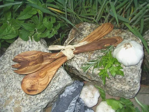Salatbesteck MITTEL 30 cm Olivenholz