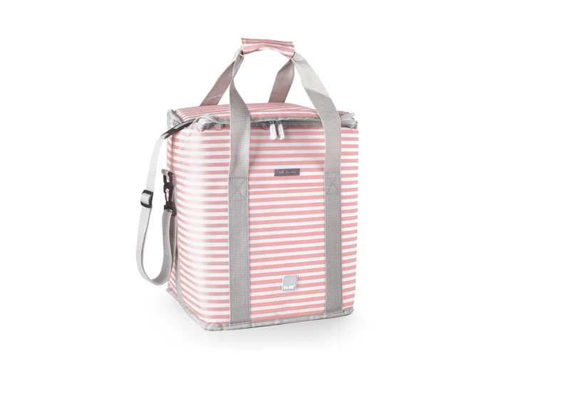 Kühltasche Biarritz Rosa/Weiss Gestreift 30 L.