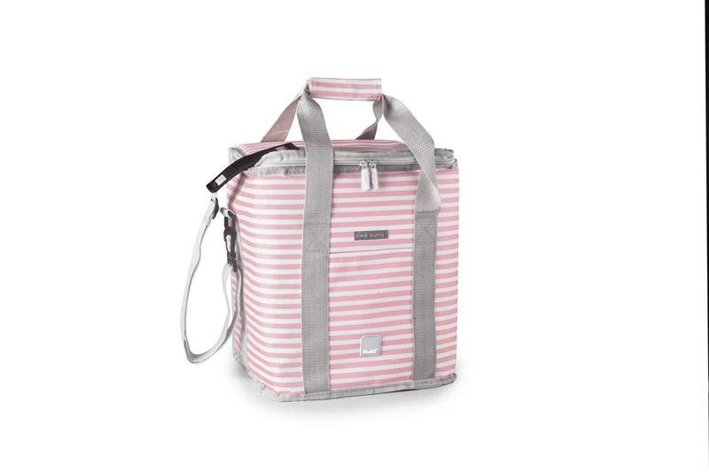 Kühltasche Biarritz Rosa/Weiss Gestreift 20 L.